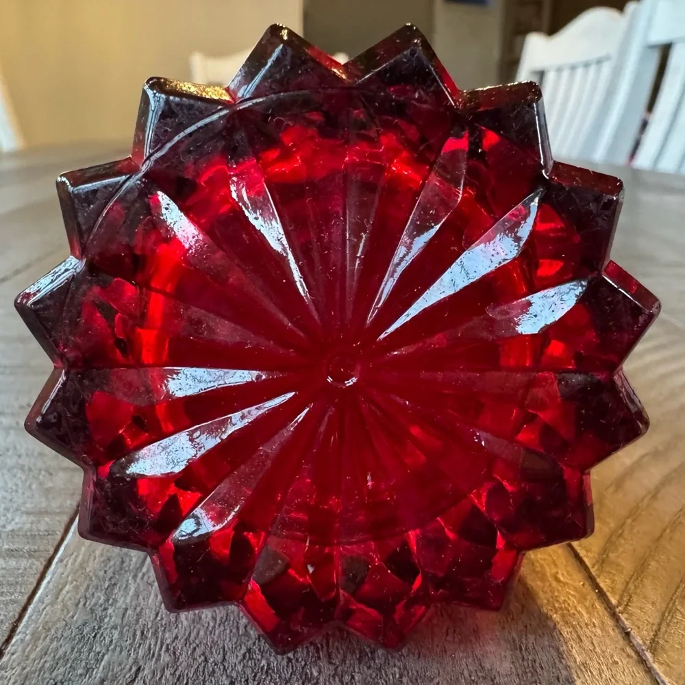 Vintage Red Glass Mini Vase - Rustic Tabletop Decor